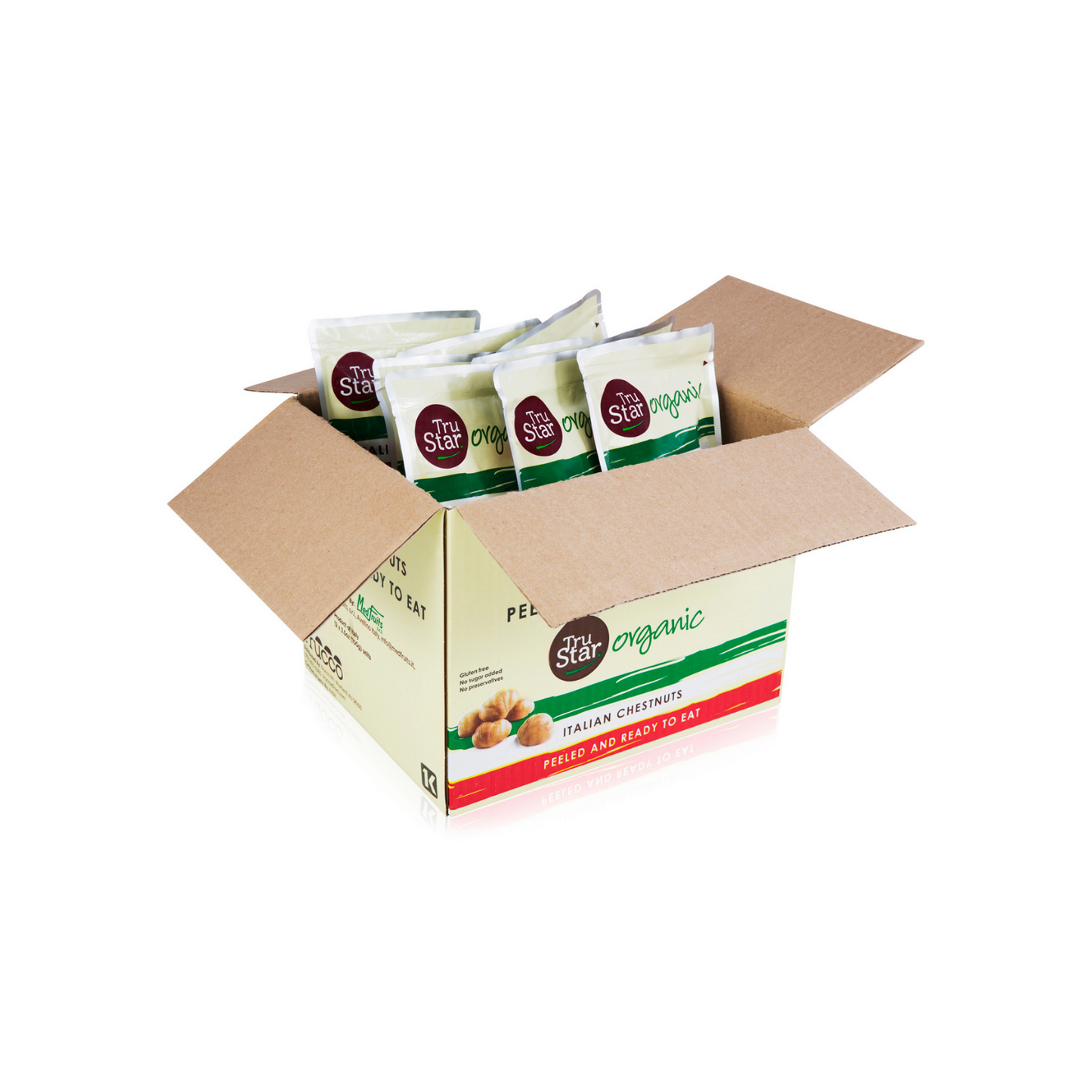 TruStar Organic Italian Chestnuts Peeled and Ready to Eat 12 Pack Box